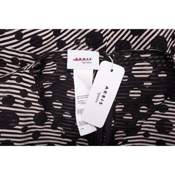 Akris Punto Womans Jacquard Dot Midi Dress Size 10 Black Polka Dot Organdy NWT - Picture 9 of 9